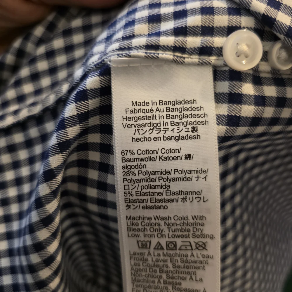 J. Crew Navy and White Men's Gingham Shirt Medium‎